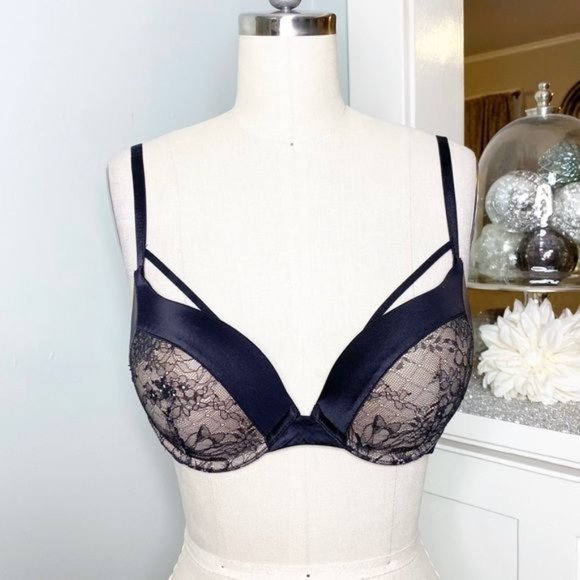 Victoria’s Secret Black Lace Push Up Bra 32D - Picture 4 of 9